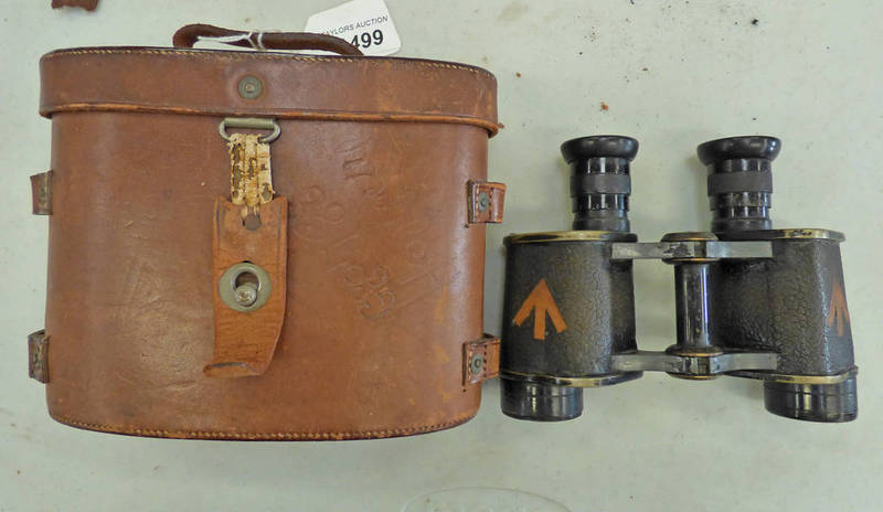 WW1 BRITISH MILITARY DOLLAND LONDON X6 PRISMATIC BINOCULARS, MARKED WITH BROAD ARROW, NO.