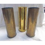 3 WW2 25 POUNDER BRASS ARTILLERY SHELLS