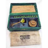 'THE NEW GEORGIAN SEALING SET' WAX SEALING SET IN A FABRIC COVERED BOX WITH CONTENTS OF WAX BALLS,