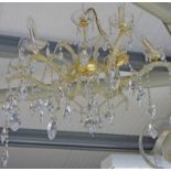 21ST CENTURY CUT GLASS 6 BRANCH CHANDELIER 72CM WIDE