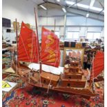 LARGE WOODEN MODEL OF A CHINESE JUNK,