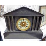 BLACK MARBLE MANTLE CLOCK - 35CM TALL