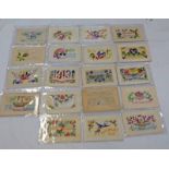 SELECTION OF 20 GREAT WAR (WW1) ERA SILK POSTCARDS TO INCLUDE WIFE, SISTER, CHRISTMAS,