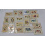 SELECTION OF 20 GREAT WAR (WW1) ERA SILK POSTCARDS TO INCLUDE FRANCE, LOVE, FLAGS,