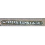 CAST IRON STREET NAME PLAQUE 'WESTERN, SUNNYSIDE' 129.