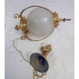 BRASS & GLASS GLOBE LIGHT FITTING