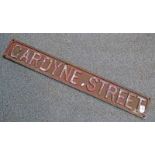 CAST IRON STREET NAME PLAQUE 'GARDYNE STREET' 105CM LONG