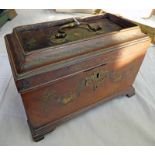 19TH CENTURY MAHOGANY JEWELLERY BOX WITH PAINTED FLORAL DECORATION,