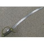 VICTORIAN POLICE OFFICERS SWORD WITH BRASS GUARD, FISH SKIN ON 61.