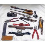 SELECTION OF TOOLS TO INCLUDE A SOLDERING IRON, SPOKE SHAVE,