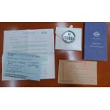 PUBLIC SERVICE VEHICLE CONDUCTOR N102886 BADGE, LONDON TRANSPORT PAPERWORK,