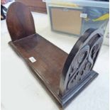 EARLY 20TH CENTURY MAHOGANY BOOK RACK WITH CARVED DECORATION - LENGTH 52CM