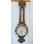 LATE 19TH CENTURY OAK CASED ANEROID BAROMETER WITH ADMIRAL FITZROYS INDICATIONS