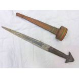 TUAREG DAGGER WITH IRON BLADE, LEATHER HANDLE, SCABBARD AND ARM BAND, 53.