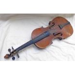 VIOLIN WITH 35.5 CM LONG 2 PIECE BACK Condition Report: No name visible.