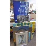 SELECTION OF CANVAS PRINTS AND PAINTINGS, FRAMED WATERCOLOUR OF CRAIL FIFE BY JOHN WILSON SIGNED,