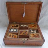 19TH CENTURY INLAID BLONDE TORTOISESHELL LADIES WORK BOX WITH SECTIONAL INTERIOR