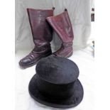 LINCOLN BENNETT & CO TOP HAT AND A PAIR OF BOOTS Condition Report: 19.