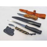 YURCO KNIFE WITH PARACORD BOUND HANDLE, WOOD HANDLED KNIFE WITH 7.
