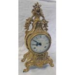 A BRASS BODIED IMPERIAL MANTLE CLOCK WITH WHITE ENAMEL DIA,