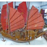 LARGE WOODEN MODEL OF A CHINESE JUNK,