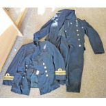 A 1945 DATED AUSTIN REED NAVY GREAT COAT WITH LIEUTENANT COMMANDER EPAULETS,
