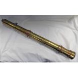 BRASS MILITARY SINGLE DRAW TELESCOPE WITH 2" OBJECTIVE LENS, 72 CM LONG BODY, UNUSUAL MOUNTS,