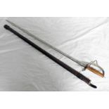 GEORGE VI 1821 PATTERN ROYAL ARTILLERY SWORD WITH 88 CM LONG SINGLE EDGED FULLERED BLADE ETCHED