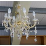 21ST CENTURY CUT GLASS 6 BRANCH CHANDELIER 72CM WIDE