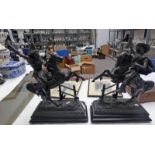 PAIR OF METAL FIGURES OF HORSEMEN OVERALL HEIGHT 51CMS