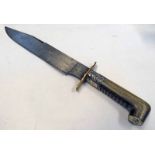 BOWIE KNIFE WITH 27CM LONG CLIP POINT BLADE, BRASS CROSSGUARD,