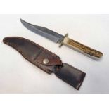A J RUSSELL & CO GREEN RIVER WORKS BOWIE KNIFE WITH 17.
