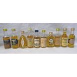 10 SINGLE MALT WHISKY MINIATURES TO INCLUDE TOMINTOUL GLENLIVET 17 YEAR OLD, GLENTURRET 15 YEAR OLD,