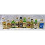 10 SINGLE MALT WHISKY MINIATURES TO INCLUDE LITTLEMILL 8 YEAR OLD, TULLIBARDINE 10 YEAR OLD,