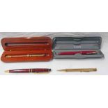 PARKER FOUNTAIN PEN IN BOX , ROLLED GOLD PENCIL BY YARD O LED, PEN BY WATERMAN,