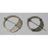 2 WHITE METAL SCOTTISH 19TH CENTURY PLAID BROOCHES