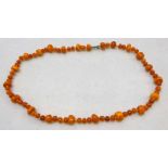 YELLOW AMBER BEAD NECKLACE - 30G