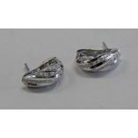 PAIR DIAMOND SET EAR CLIPS SET IN WHITE GOLD MARKED 750