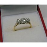 DIAMOND 3-STONE RING MARKED 18CT & PLAT