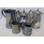 QUART PEWTER MUG & 2 OTHERS ALL VICTORIAN,