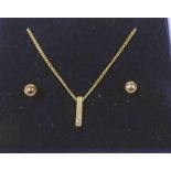 9CT GOLD DIAMOND SET PENDANT ON 9CT GOLD CHAIN & PAIR OF 9CT GOLD BALL EARRINGS - 2.