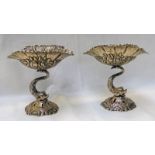 PAIR OF 19TH CENTURY CONTINENTAL WHITE METAL SALTS WITH DOLPHIN COLUMNS - 8.