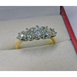 18CT GOLD & DIAMOND 5-STONE RING, THE 5 BRILLIANT-CUT DIAMONDS OF APPROX 1.