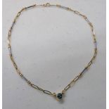 18CT GOLD DIAMOND & GEM SET NECKLACE TOTAL WEIGHT 18GM