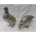 PAIR OF SILVER PLATED GROUSE - TALLEST 17CM Condition Report: Slight bend to right