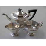 3 PIECE SILVER TEASET,