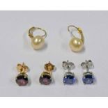 PAIR OF CULTURED PEARL EARRINGS, MARKED 14K ,