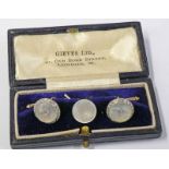 PAIR OF DIAMOND & MOTHER OF PEARL CUFF LINKS IN FITTED GIEVES BOX