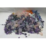 SELECTION OF LOOSE QUARTZ, LARGE SELECTION OF POLISHED AMETHYST BEADS,