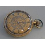 18CT GOLD OPEN FACE FOB WATCH - TOTAL WEIGHT 37.